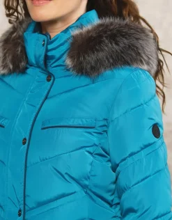 Discount Parkas longue bleue Doudounes|Parkas