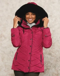 Best Parkas mi- longue fushia Doudounes|Parkas