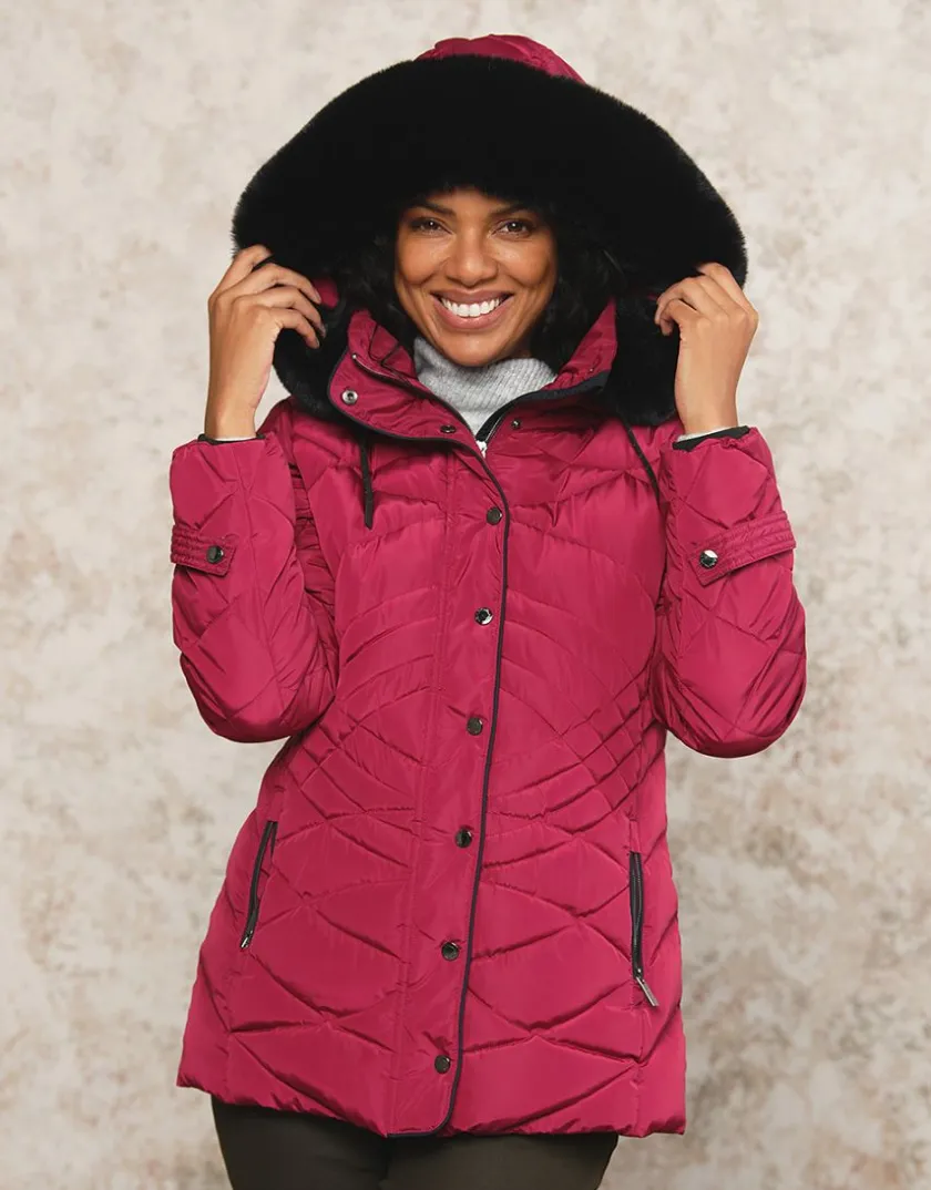Best Parkas mi- longue fushia Doudounes|Parkas