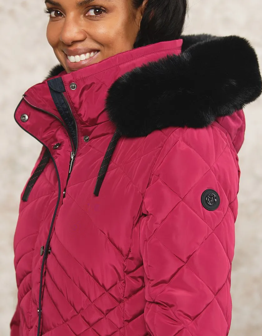 Best Parkas mi- longue fushia Doudounes|Parkas