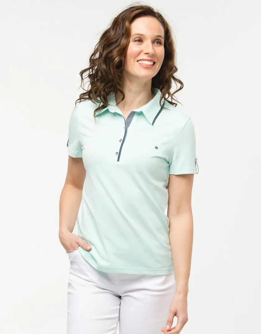 Clearance Polo vert d'eau coton T-shirts|Hauts