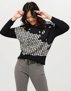 Clearance Pull ample à chevrons Pulls|Maille