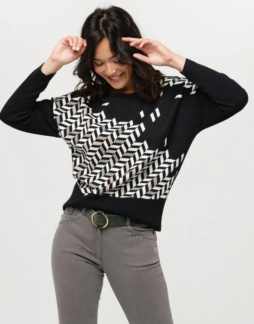 Clearance Pull ample à chevrons Pulls|Maille