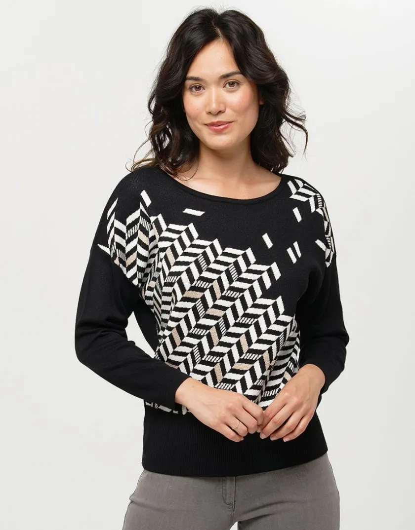 Clearance Pull ample à chevrons Pulls|Maille