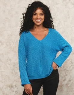 Outlet Pull ample bleu métallisé Pulls|Maille