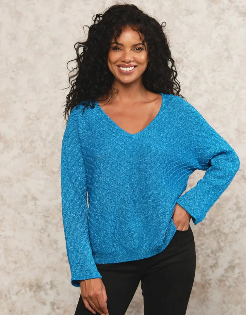 Outlet Pull ample bleu métallisé Pulls|Maille