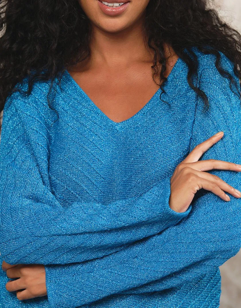 Outlet Pull ample bleu métallisé Pulls|Maille