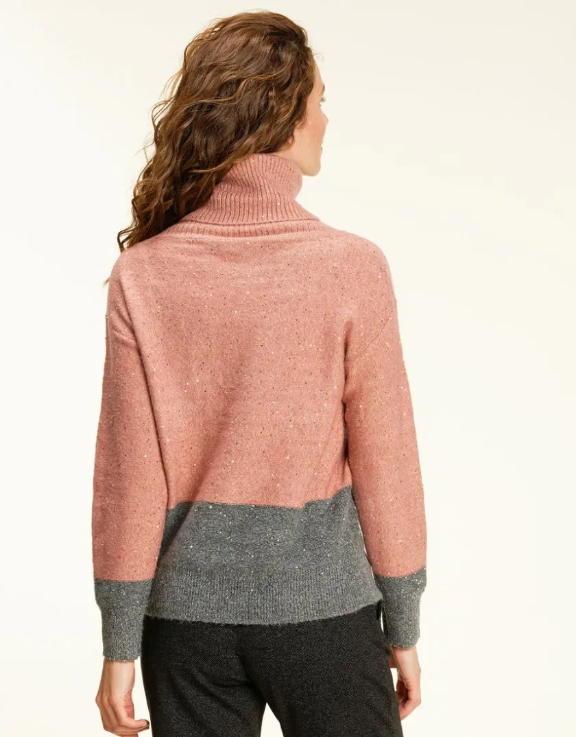 New Pull ample col roulé rose Pulls|Maille