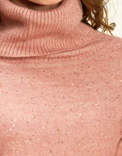 New Pull ample col roulé rose Pulls|Maille
