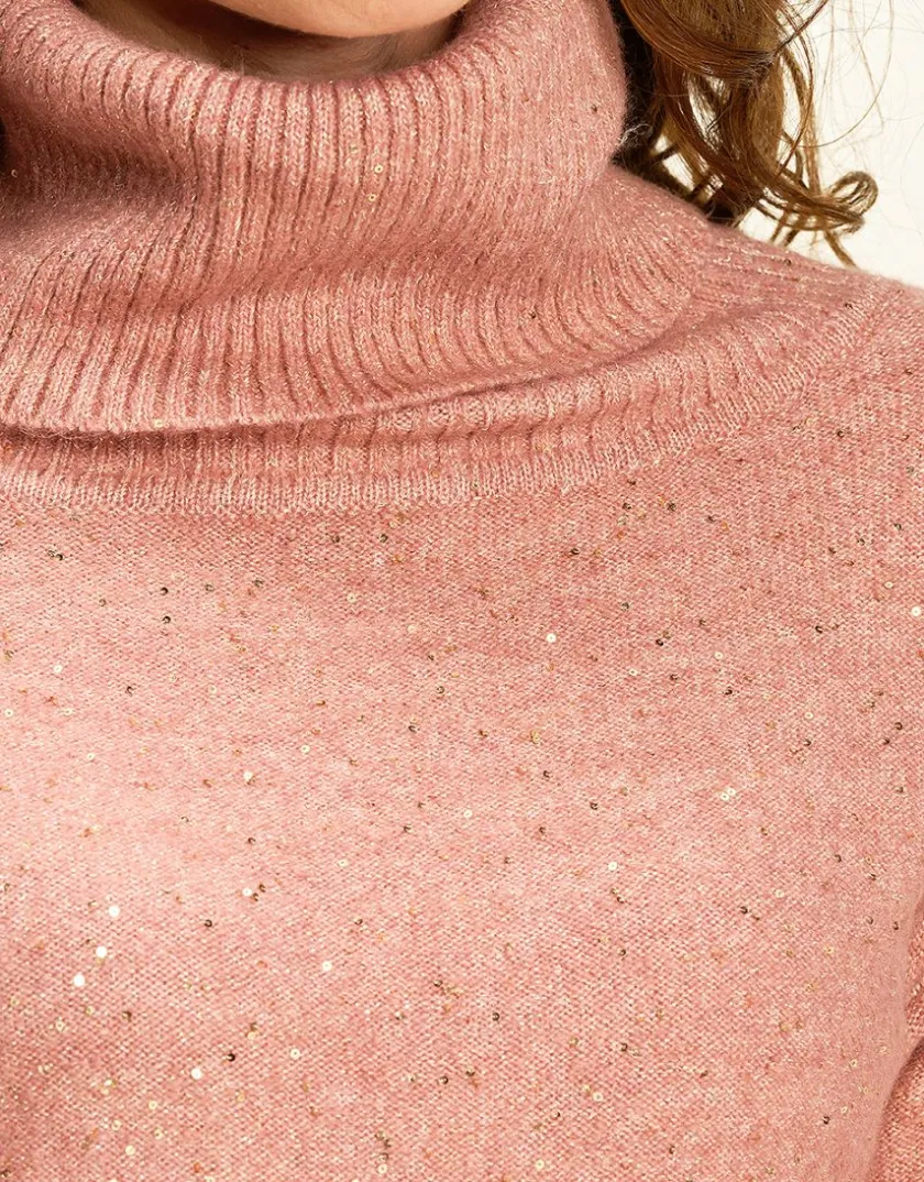 New Pull ample col roulé rose Pulls|Maille