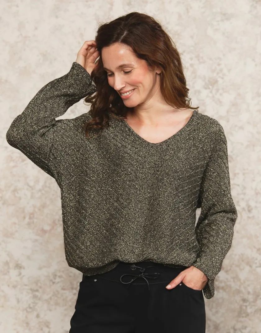 Sale Pull ample noir argenté Pulls|Maille