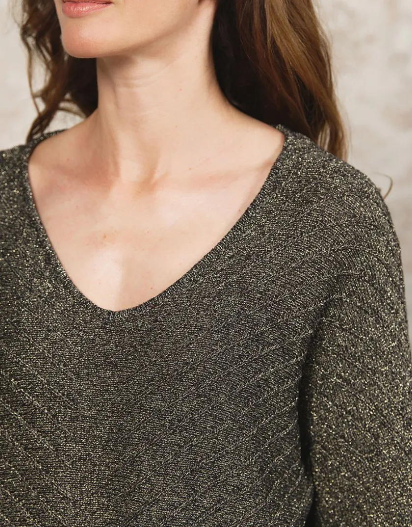Sale Pull ample noir argenté Pulls|Maille