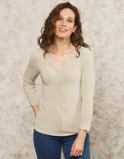 Clearance Pull beige maille ajourée Pulls|Maille