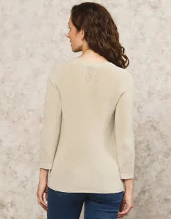 Clearance Pull beige maille ajourée Pulls|Maille