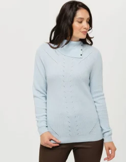 Clearance Pull bleu laine cachemire Pulls|Maille