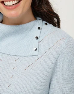 Clearance Pull bleu laine cachemire Pulls|Maille