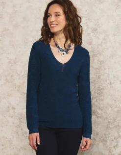 Outlet Pull bleu maille ajourée Pulls|Maille