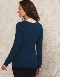 Outlet Pull bleu maille ajourée Pulls|Maille