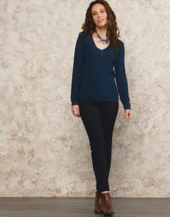 Outlet Pull bleu maille ajourée Pulls|Maille