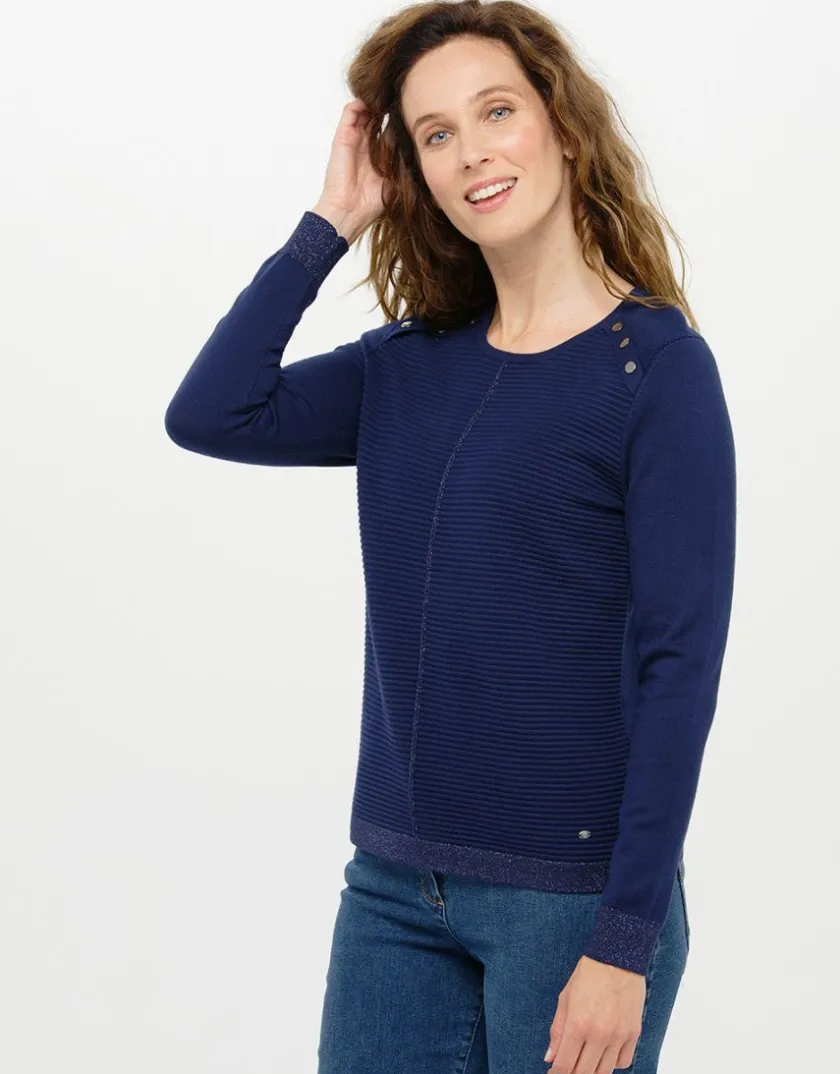 New Pull bleu marine rayures Pulls|Maille