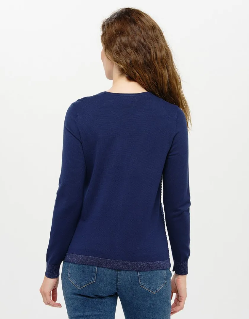 New Pull bleu marine rayures Pulls|Maille