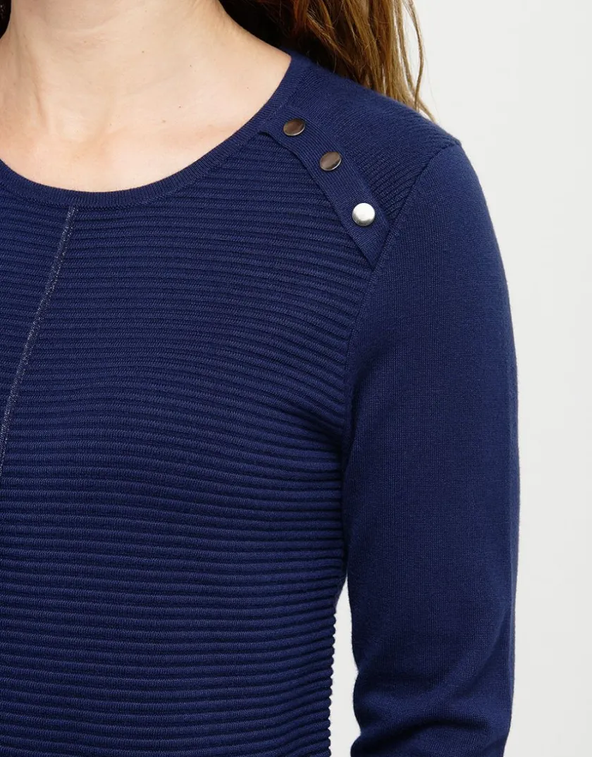 New Pull bleu marine rayures Pulls|Maille