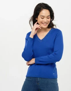 Outlet Pull bleu roi col irisé Pulls|Maille