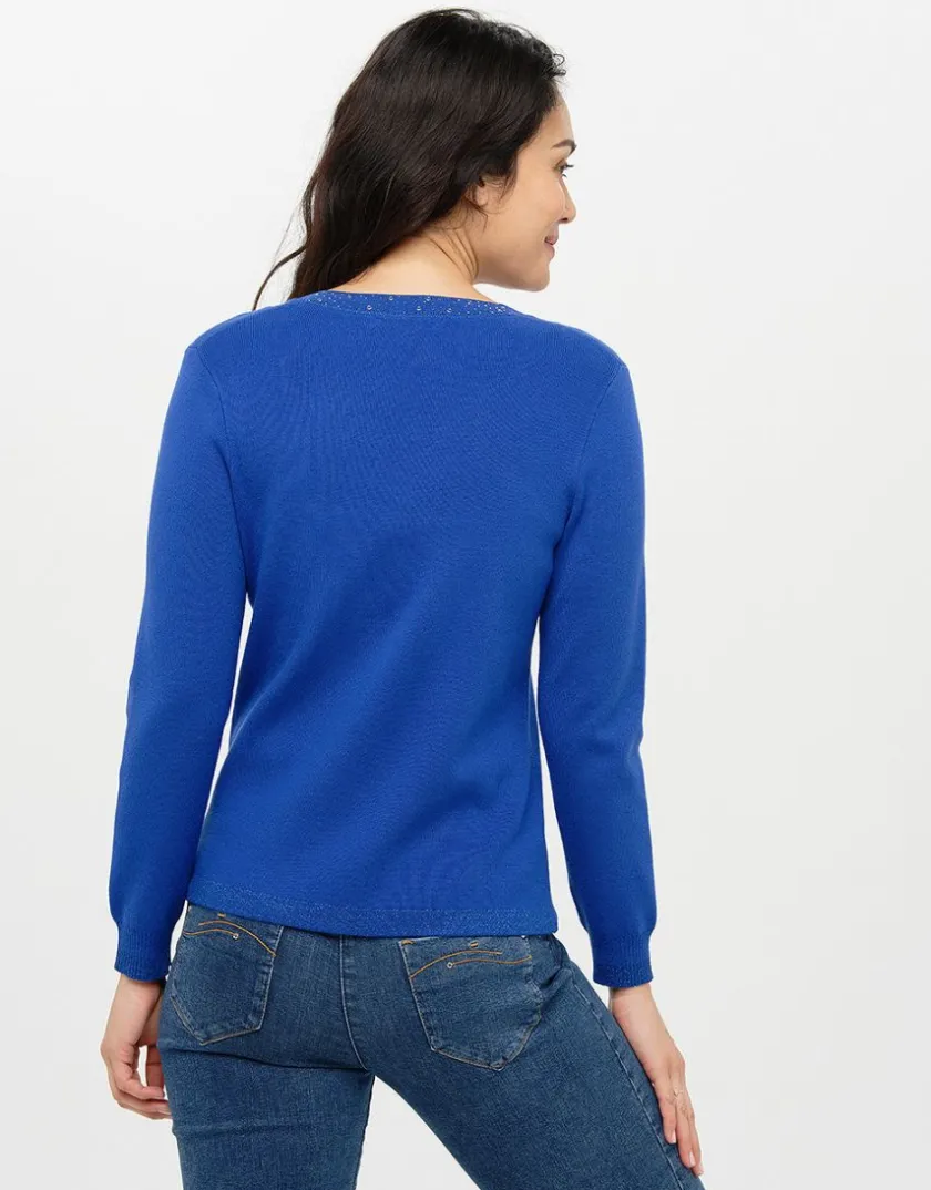 Outlet Pull bleu roi col irisé Pulls|Maille