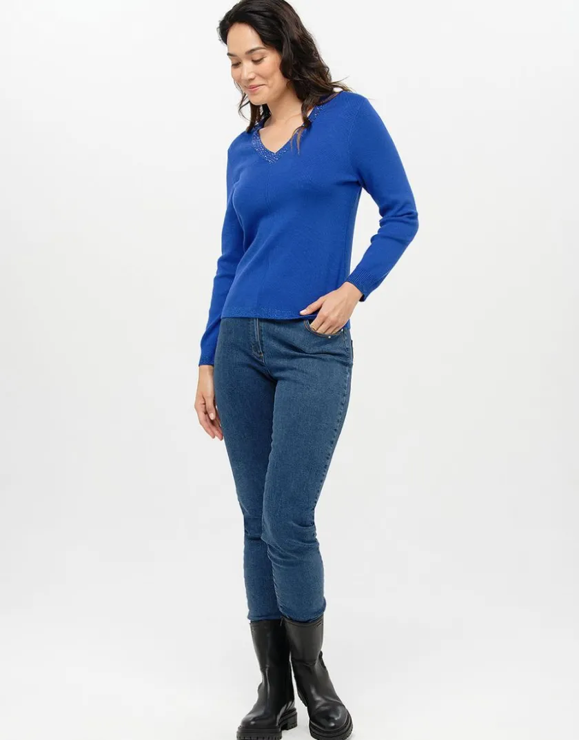 Outlet Pull bleu roi col irisé Pulls|Maille