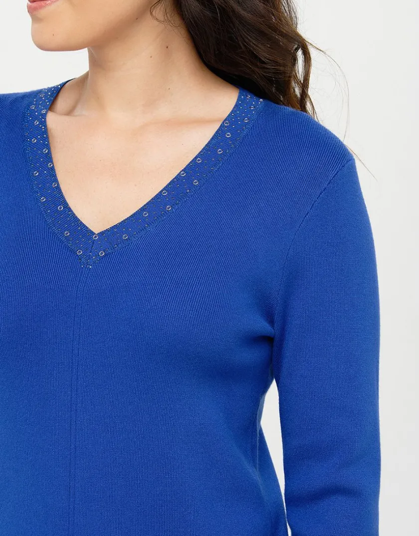 Outlet Pull bleu roi col irisé Pulls|Maille
