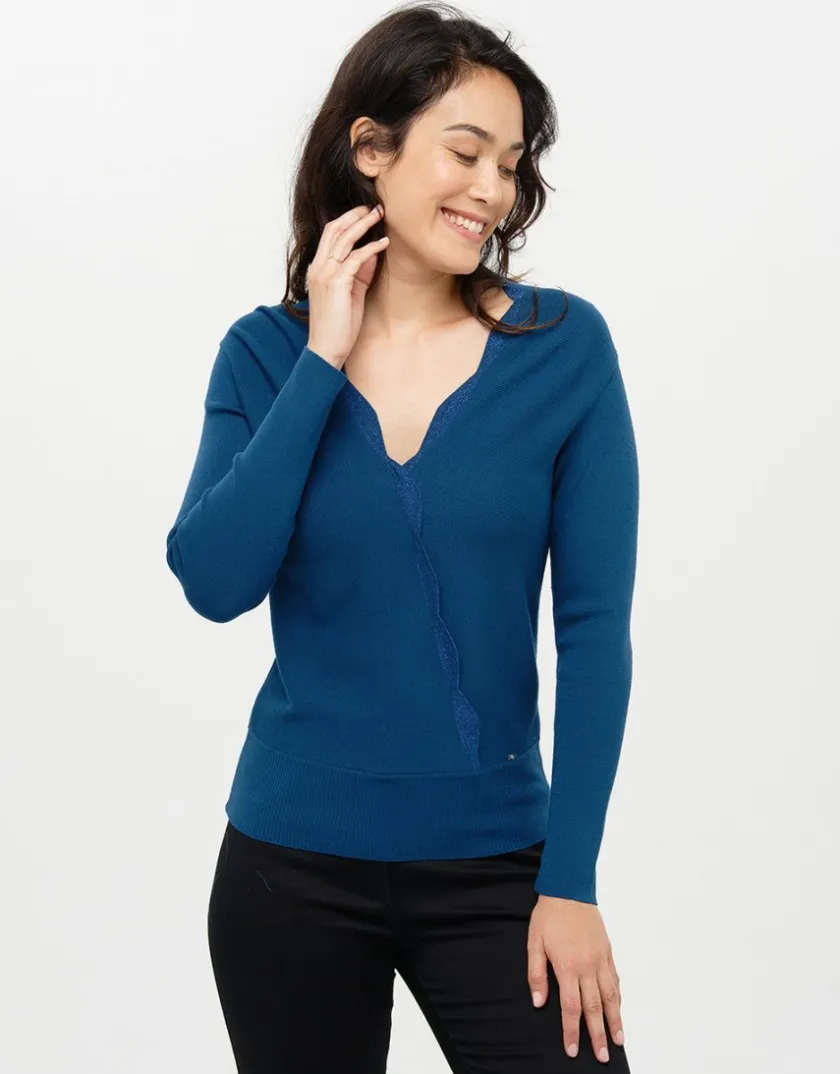 Sale Pull cache-coeur bleu Pulls|Maille