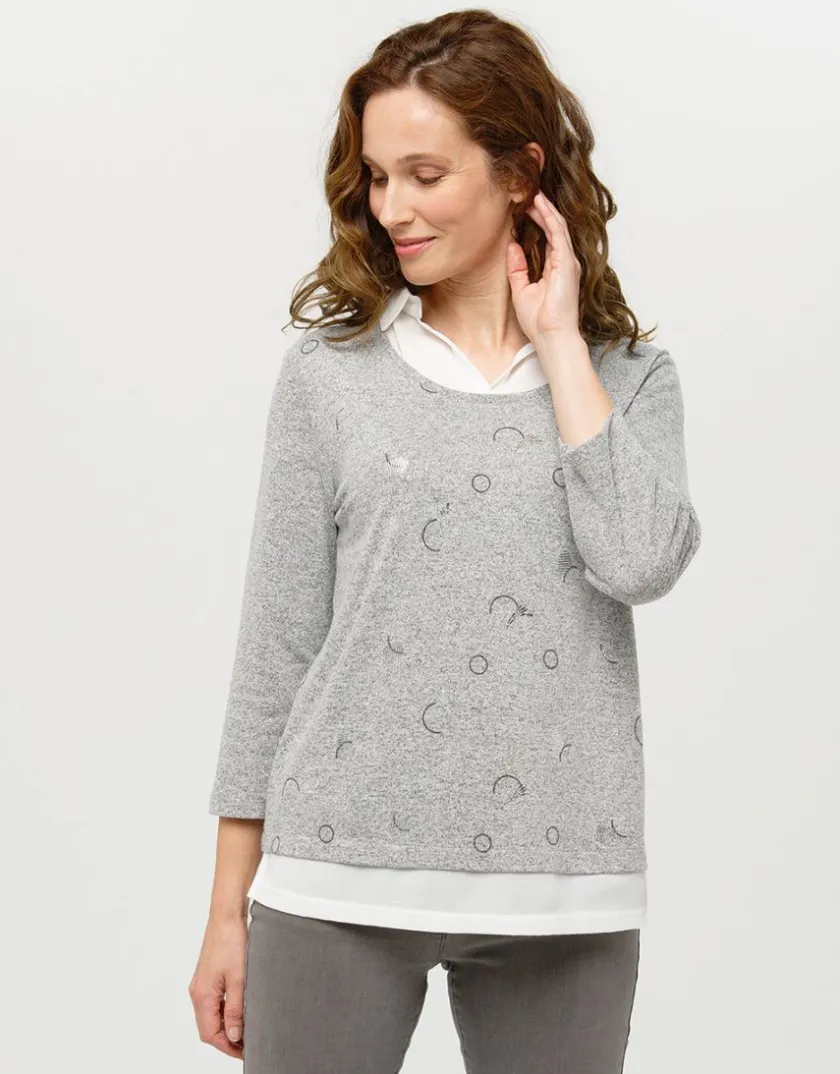 Online Pull chemisier 2en1 gris Pulls|Maille