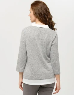 Online Pull chemisier 2en1 gris Pulls|Maille
