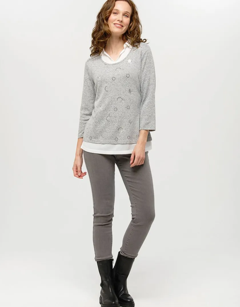 Online Pull chemisier 2en1 gris Pulls|Maille