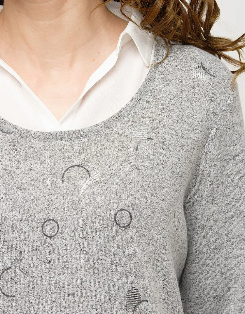Online Pull chemisier 2en1 gris Pulls|Maille