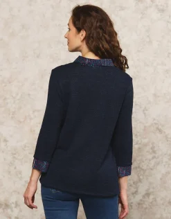 Discount Pull chemisier marine Pulls|Maille