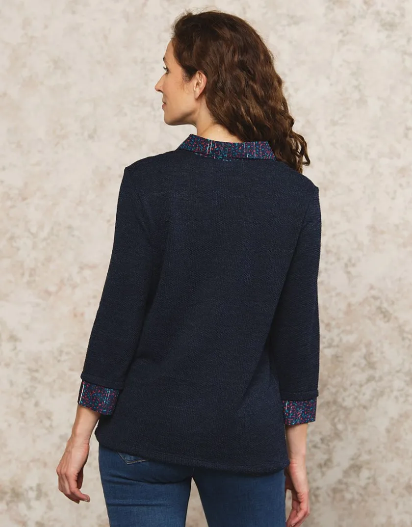 Discount Pull chemisier marine Pulls|Maille
