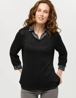 Discount Pull chemisier noir Maille|Pulls