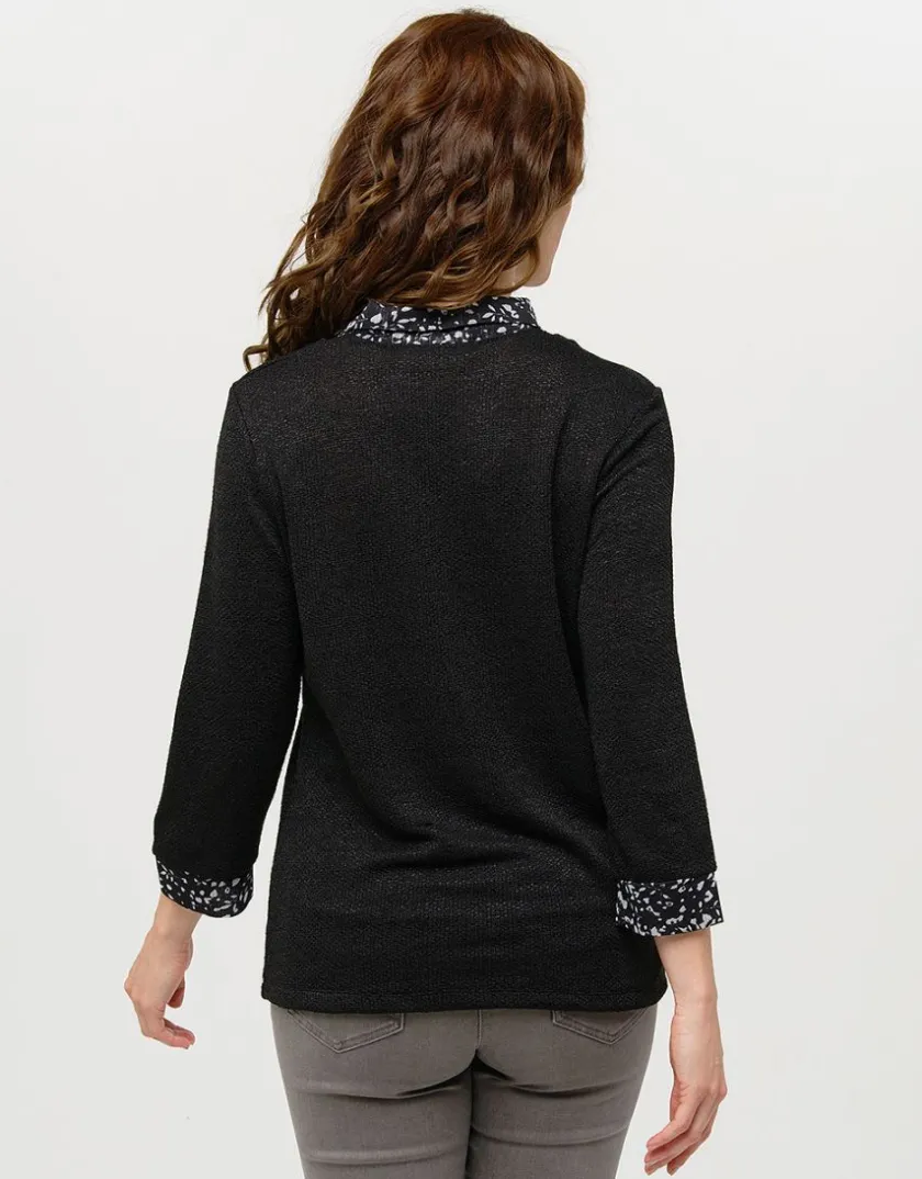 Discount Pull chemisier noir Maille|Pulls