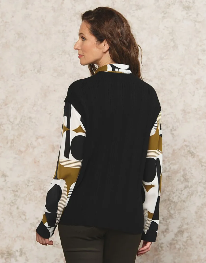Discount Pull chemisier noir Pulls|Maille