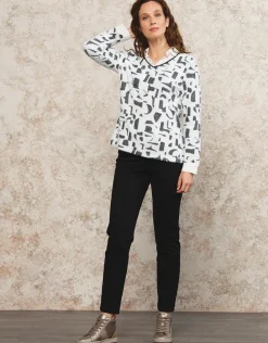 Outlet Pull chemisier noir blanc Pulls|Maille
