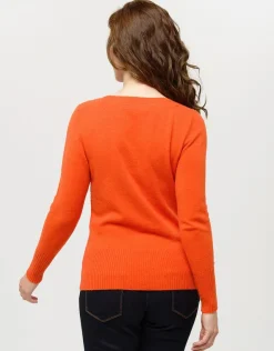 Fashion Pull col bateau orange Pulls|Maille