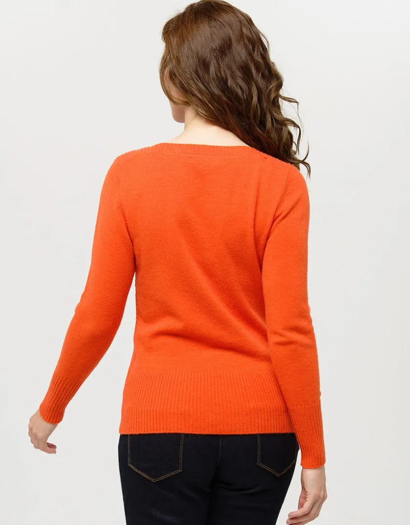 Fashion Pull col bateau orange Pulls|Maille