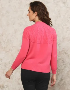 Sale Pull col montant rose Maille|Pulls