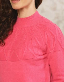 Sale Pull col montant rose Maille|Pulls