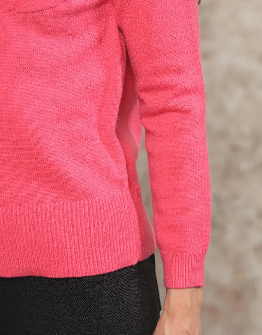 Sale Pull col montant rose Maille|Pulls