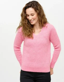 Sale Pull col V rose Pulls|Maille