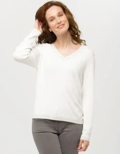 Online Pull écru col irisé Pulls|Maille