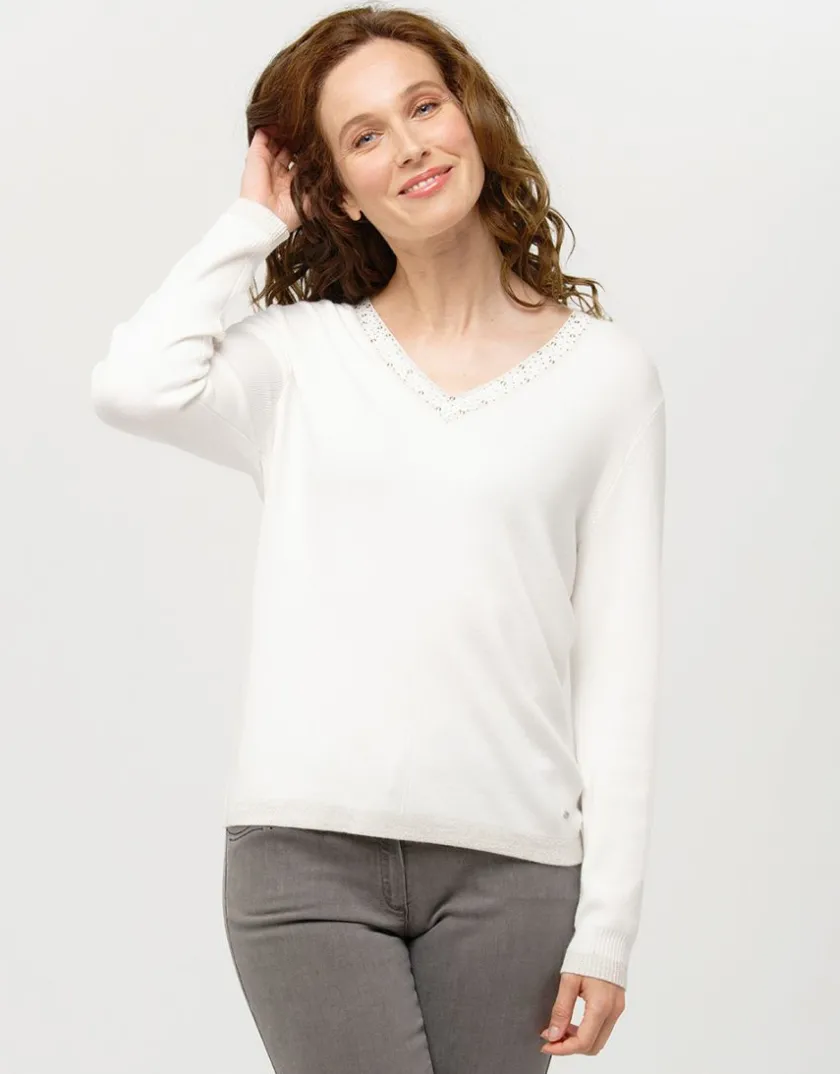 Online Pull écru col irisé Pulls|Maille