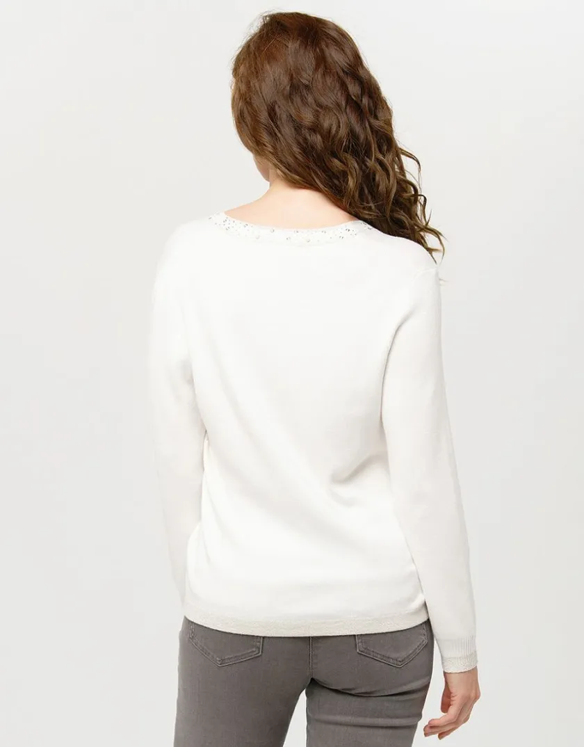 Online Pull écru col irisé Pulls|Maille